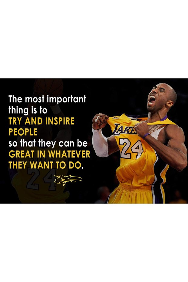 ALAYRA Kobe Bryant Poster Quote Black History Month Posters Los Angeles Lakers Quotes Basketball Sports Decor Coaching Wall Art Growth Mindset Teacher Educational Teaching Quotes61X45.7 CM