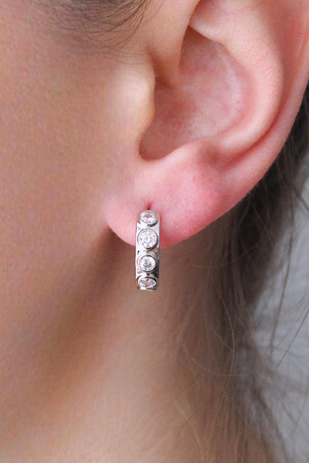 Vip Steel Zircon Stone Inlaid 6-Piece Hoop Earrings