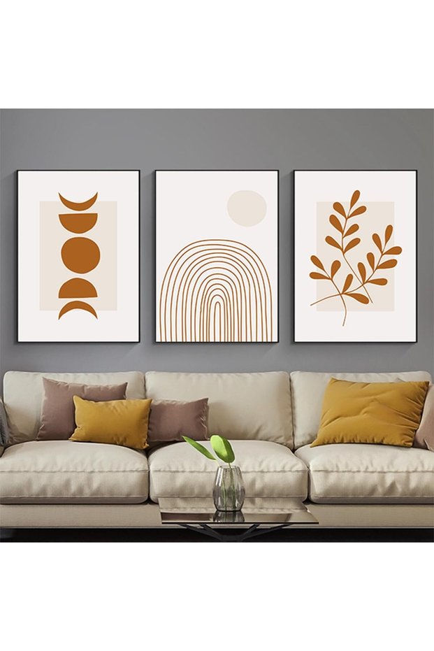 ALAYRA Modern Bohemian Abstract Poster Wall Decoration, Beautiful Botanical Pictures Poster Wall Art, Minimalist Wall Poster Set - Frameless (Wall Picture-09. x 3 Pieces)40X60 CM