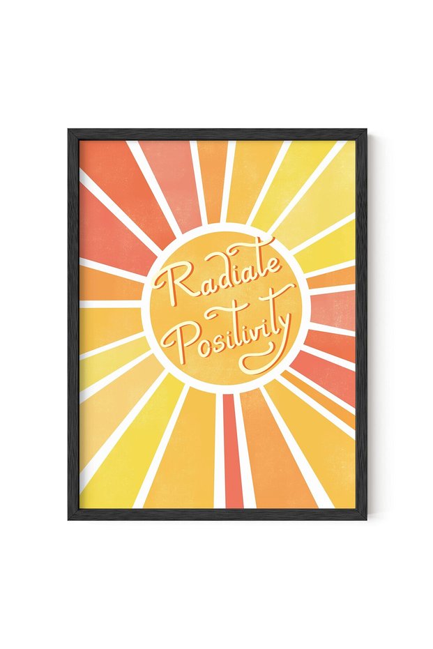 ALAYRA Radiate Positivity Poster – Inspirational Wall Art for Kids, Girls Bedroom Decor, Cute Motivational Poster, Teen Room & Classroom Aesthetic (Unframed, 12”x16”)40.6X30.5 CM