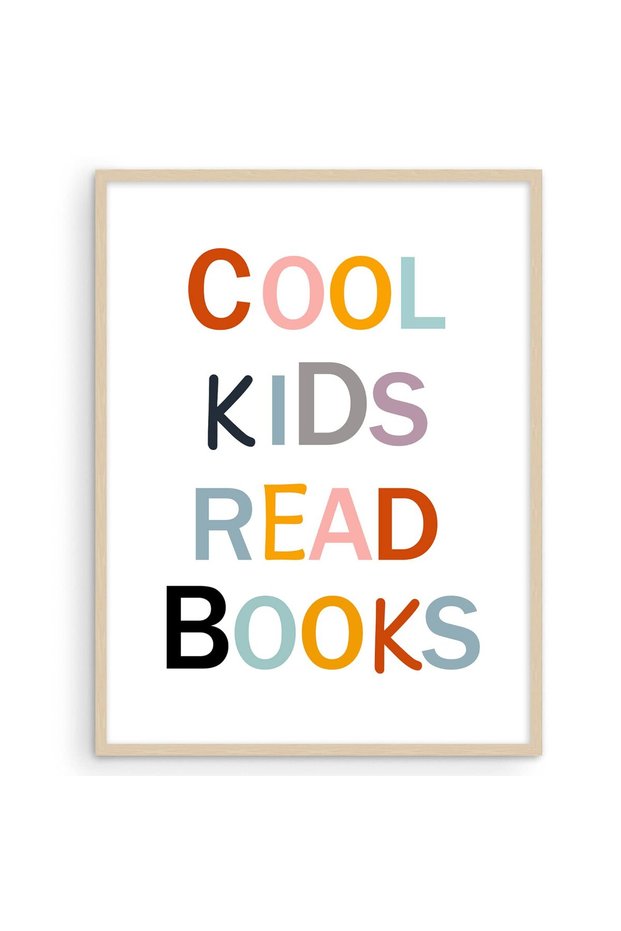 ALAYRA Cool Kids Read Books Poster, 12"x16" Frameless Art Print, Reading Room Decor, Motivational Wall Art for Classroom, Kids Room40X30 CM