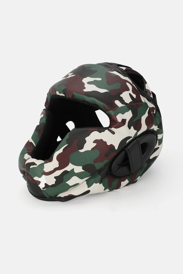 Face Protection Boxing Helmet White, Green, Brown Camouflage Pattern Model