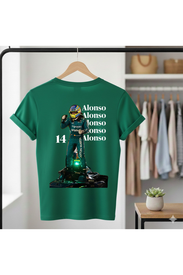 Fernando Alonso Printed Cotton Short Sleeve Regular Fit F1 T-Shirt