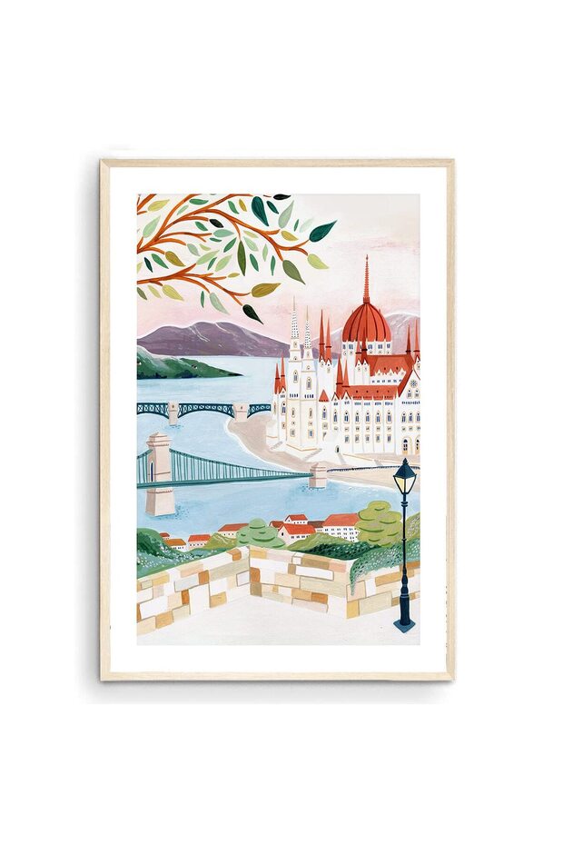 ALAYRA Budapest Art Print, Hungary Art Print, Budapest Poster, Travel Gift, Travel Poster, Budapest Wall Art, Travel Gift, Home Decor, Housewarming (Unframed) ()45.7X30.5 CM