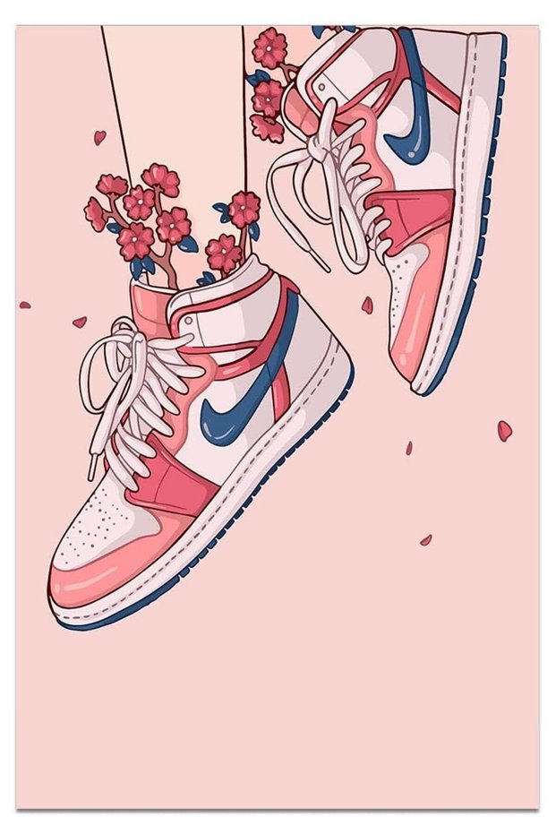 ALAYRA Kreezi Girly Pink Sneaker Poster AJ Canvas Wall Art Pink Room Decor Sneaker Air Gym Shoes Shoebox Collection Aesthetic Cool Posters for Teen Girls Bedroom Room Dorm Wall40.6X61 CM