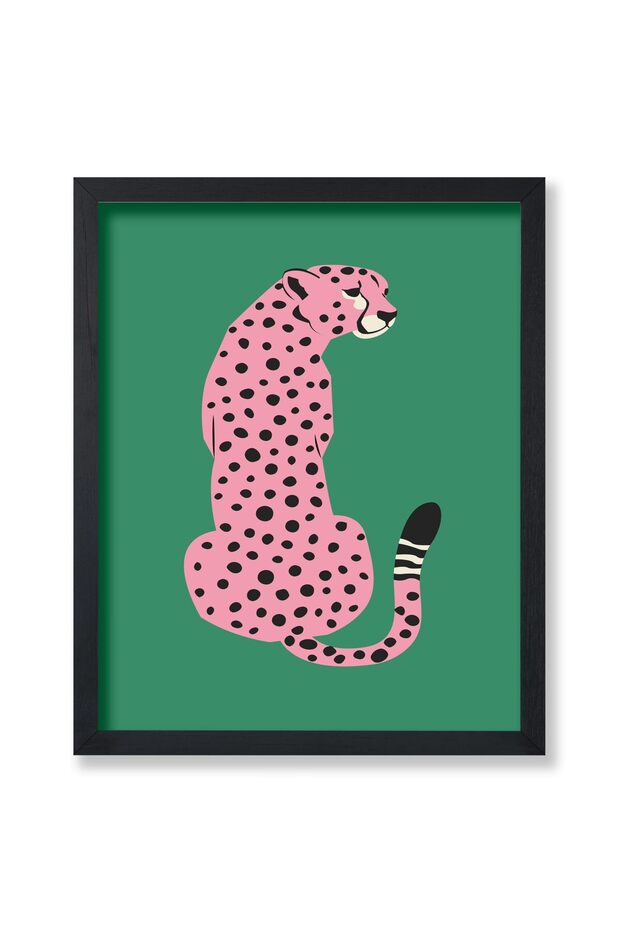 ALAYRA Poster Master Cheetah Poster - Pink Cheetah Print - Leopard Art - Pop Art - Gift for Men, Women & Animal Lover - Minimal Decor for Bedroom, Living Room, Kid's Room or35.6X27.9 CM
