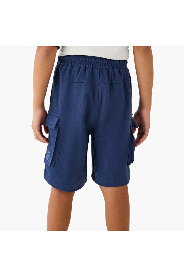 شورت سادة مع رباط للإغلاق وجيوب - 3