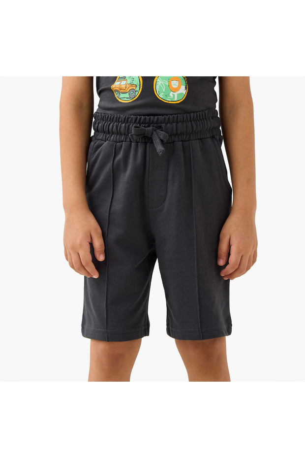 Panelled Shorts with Drawstring Closure