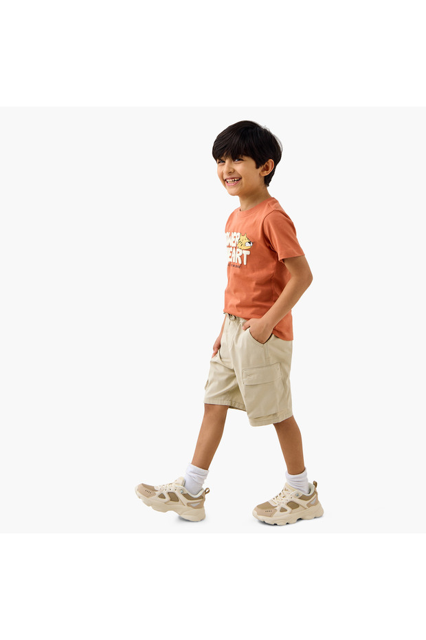 Solid Shorts with Pockets and Drawstring Closure - 2