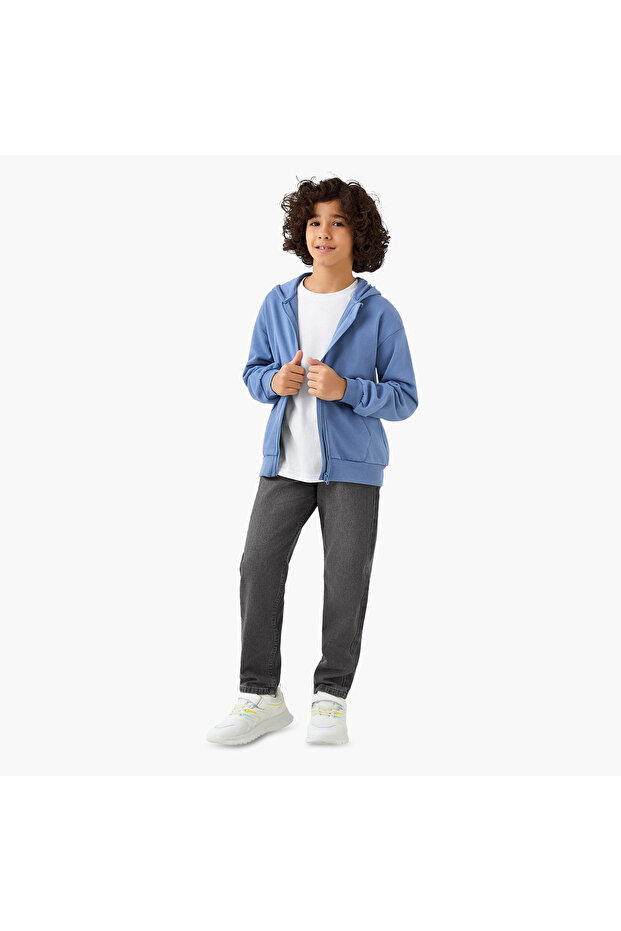 جاكيت بغطاء رأس متين مع سحاب للإغلاق - 2