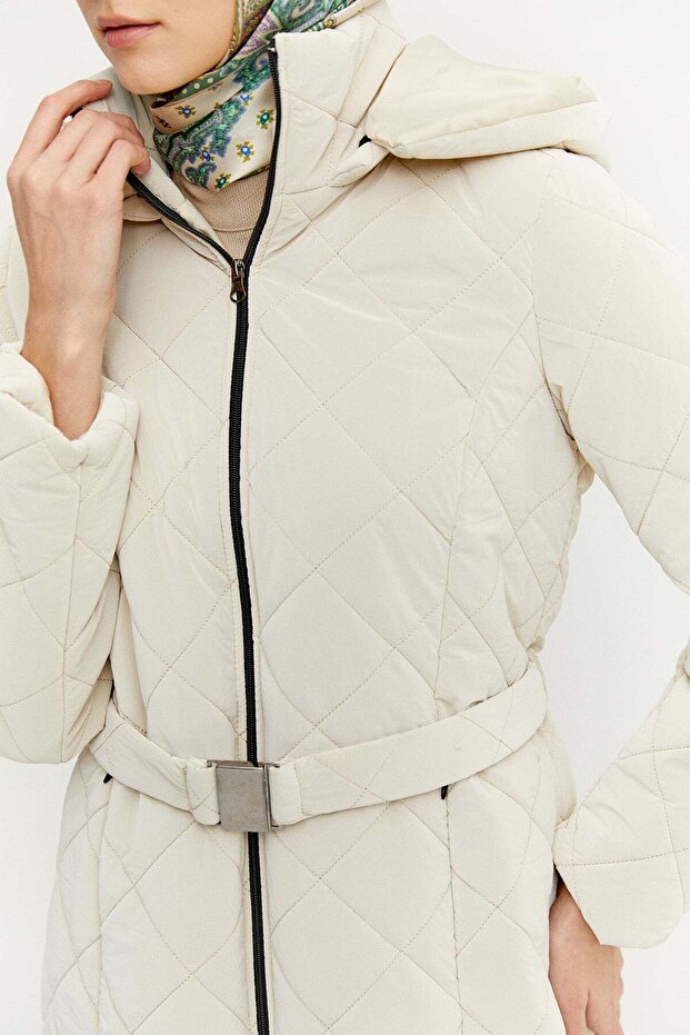 Fermuarlı Kapitone Kaban - 5