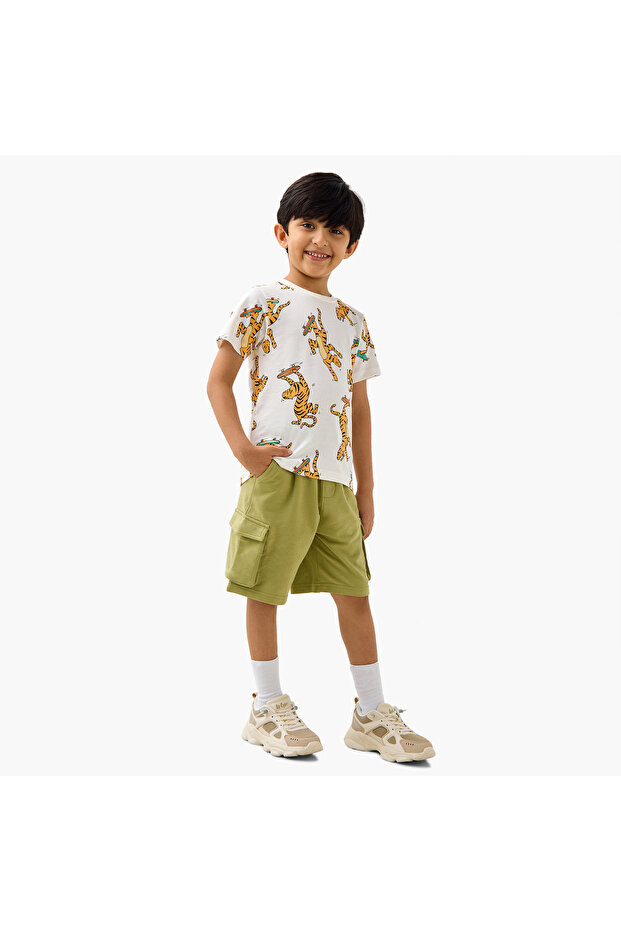 Solid Shorts with Pockets and Drawstring Closure - 2