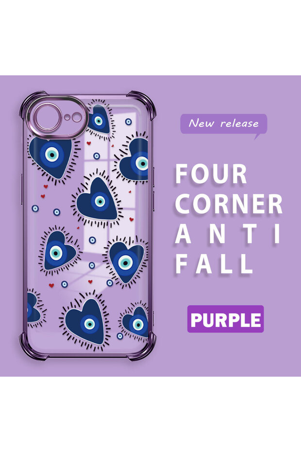 حافظة واقية من السيليكون الشفاف المتوافقة مع هاتف iPhone 16e بنمط العين الشريرة - 1