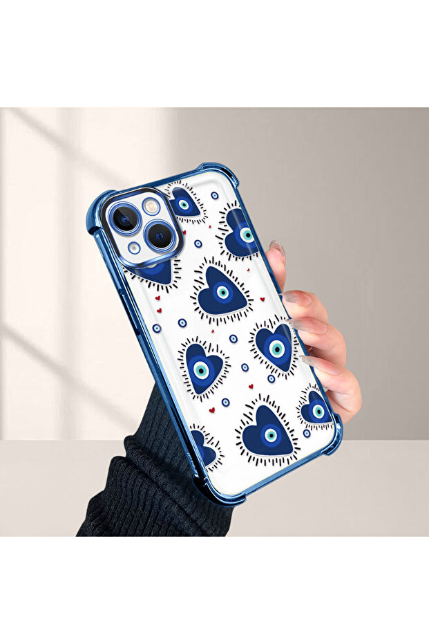 حافظة حماية من السيليكون الشفاف المتوافقة مع هاتف iPhone 13 بنمط العين الشريرة - 3