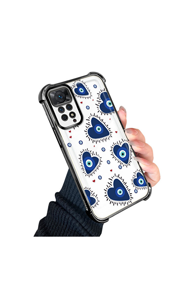 حافظة حماية من السيليكون الشفاف المتوافقة مع هاتف Xiaomi Redmi Note 11 Pro بنمط العين الشريرة - 3