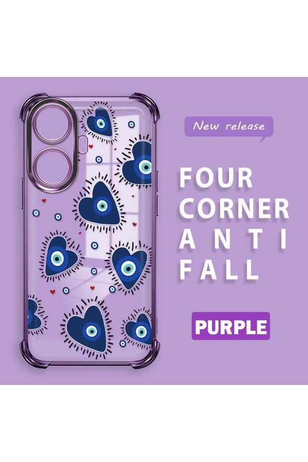 Realme C55 Compatible Transparent Silicone Flutter Protective Case Evil Eye Pattern