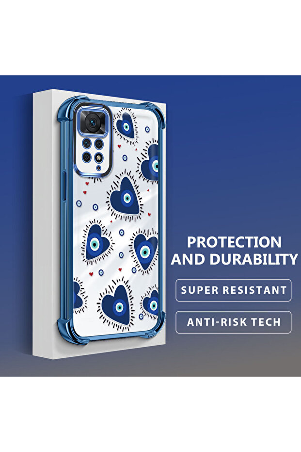 حافظة حماية من السيليكون الشفاف المتوافقة مع هاتف Xiaomi Redmi Note 11 Pro بنمط العين الشريرة - 4