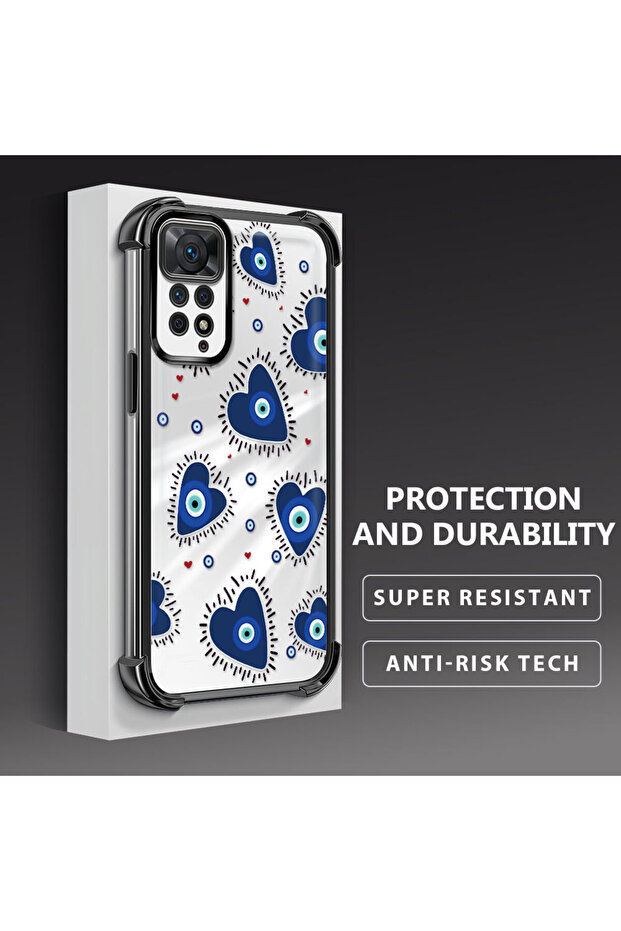 حافظة حماية من السيليكون الشفاف المتوافقة مع هاتف Xiaomi Redmi Note 11 Pro بنمط العين الشريرة - 4