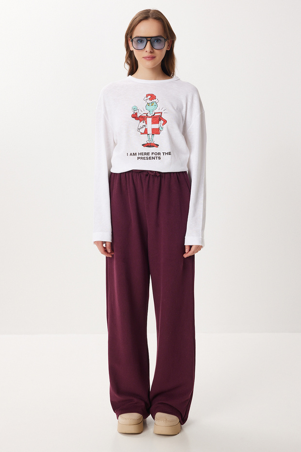 Very Soft Textured Thessaloniki Sweatpants Lub0063 Mürdüm