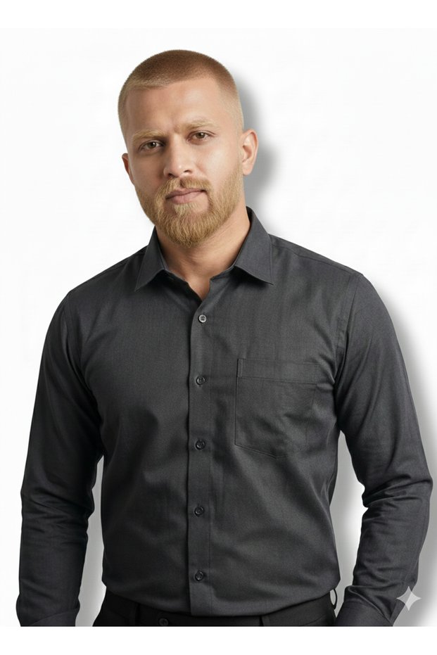 Men's Long Sleeve Regular Fit Basic Easy-Iron Non-Iron Shirt with Pockets