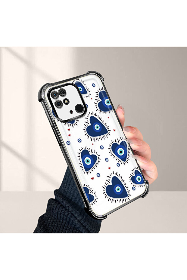 حافظة حماية من السيليكون الشفاف المتوافقة مع هاتف Xiaomi Redmi 10C بنمط العين الشريرة - 2