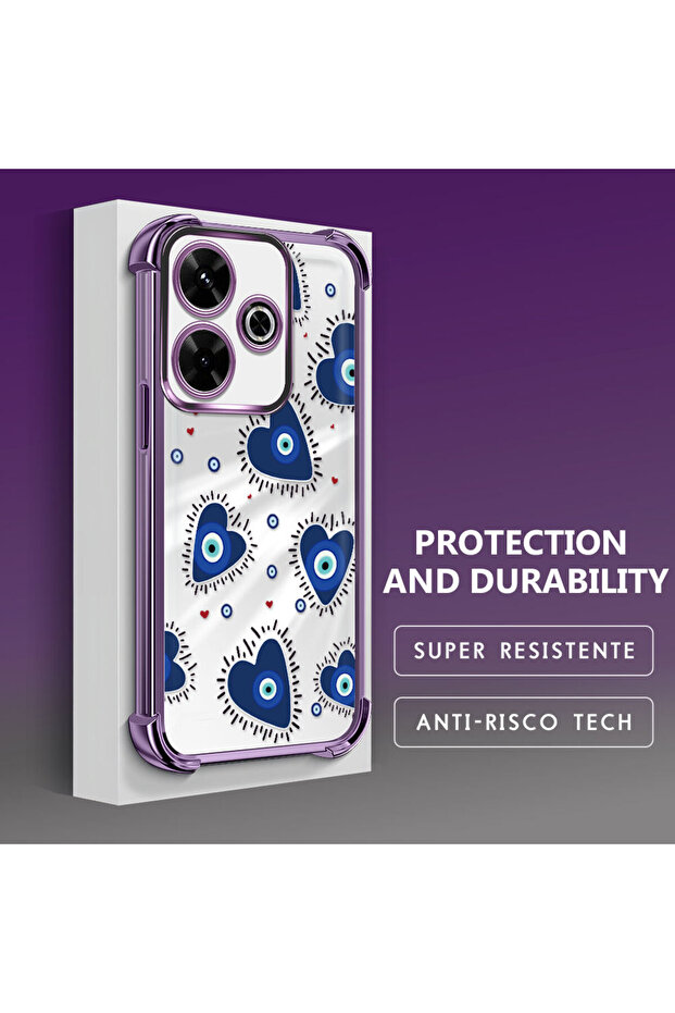 حافظة حماية من السيليكون الشفاف المتوافقة مع هاتف Xiaomi Redmi 13 بنمط العين الشريرة - 4