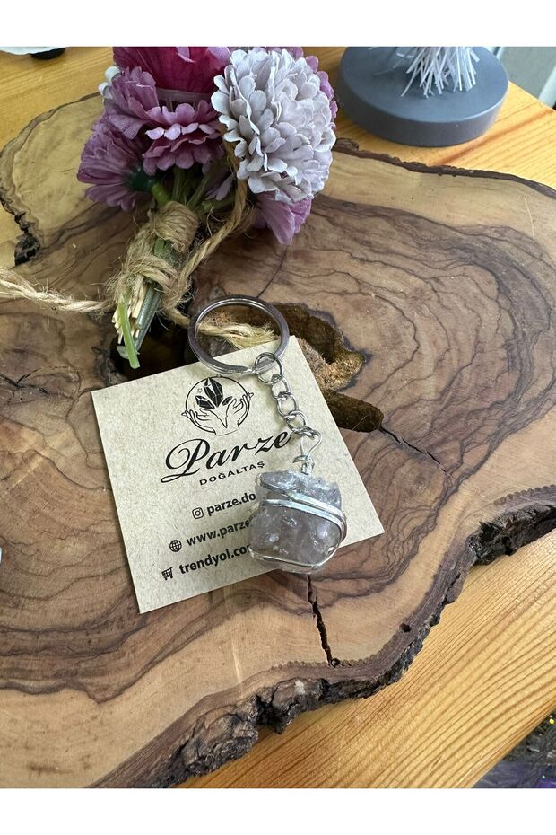 Smoky Quartz Raw Natural Stone Keychain