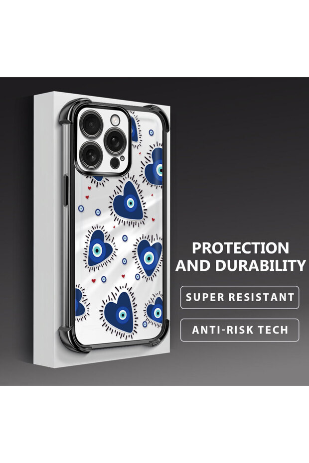 غطاء حماية شفاف من السيليكون متوافق مع آيفون 16 برو بنمط العين الشريرة - 4