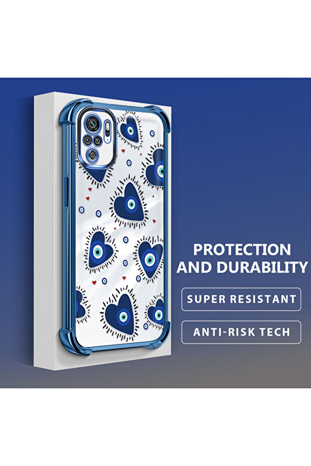 Xiaomi Redmi Note 10 Compatible Transparent Silicone Flutter Protective Case Evil Eye Pattern - 5