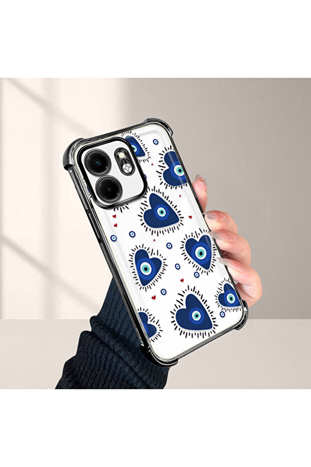 Infinix Smart 9 Compatible Transparent Silicone Flutter Protective Case Evil Eye Pattern - 2