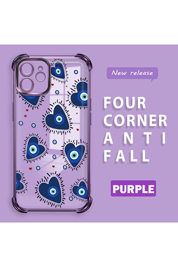 حافظة حماية من السيليكون الشفاف المتوافقة مع هاتف iPhone 12 بنمط العين الشريرة - 1