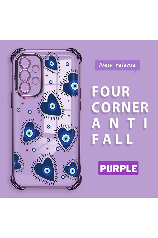 حافظة حماية من السيليكون الشفاف المتوافقة مع هاتف سامسونج جالاكسي A52 بنمط العين الشريرة - 1