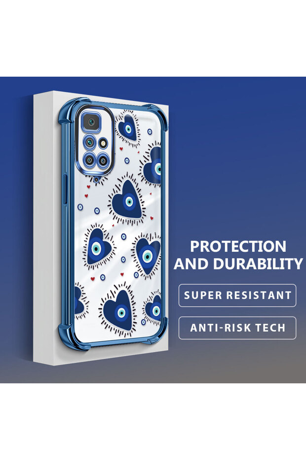 حافظة حماية من السيليكون الشفاف المتوافقة مع هاتف Xiaomi Redmi 10 بنمط العين الشريرة - 4