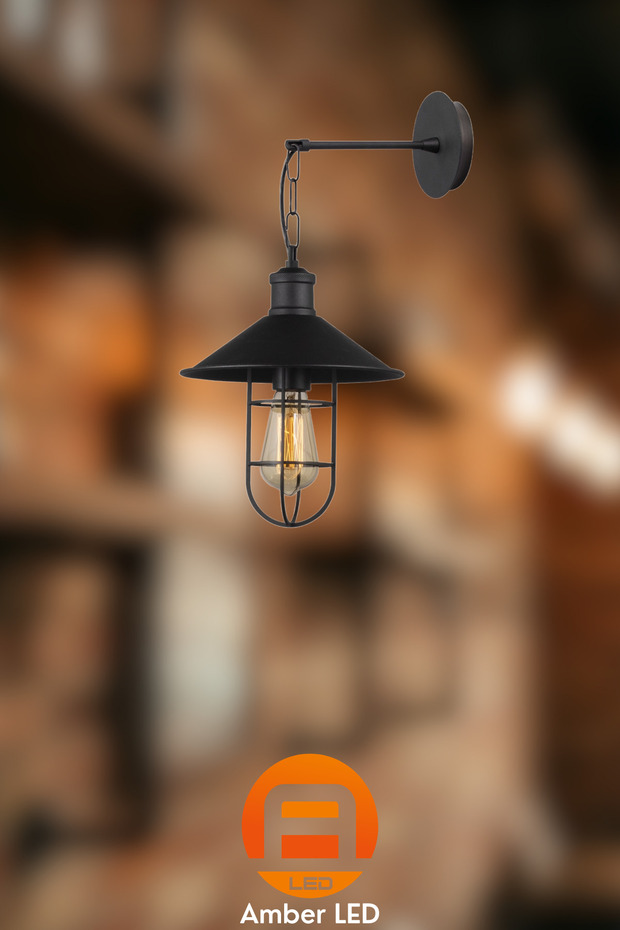 Modern Black Metal Sconce E27 Wall Lamp 25X25X40 cm Living Room Lighting