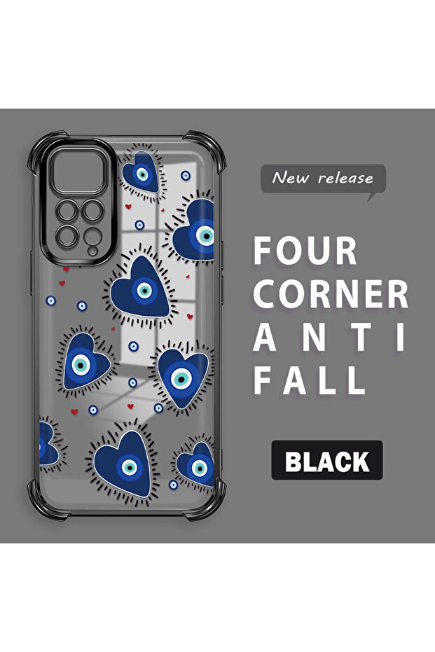 Xiaomi Redmi Note 11 Compatible Transparent Silicone Flutter Protective Case Evil Eye Pattern - 1