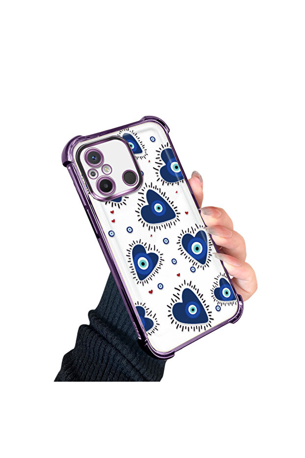 حافظة حماية من السيليكون الشفاف المتوافقة مع هاتف Xiaomi Redmi 12C بنمط العين الشريرة - 3