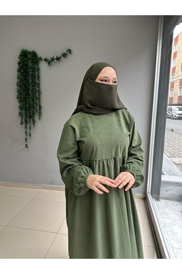 Tesettür Kadife Elbise - 4