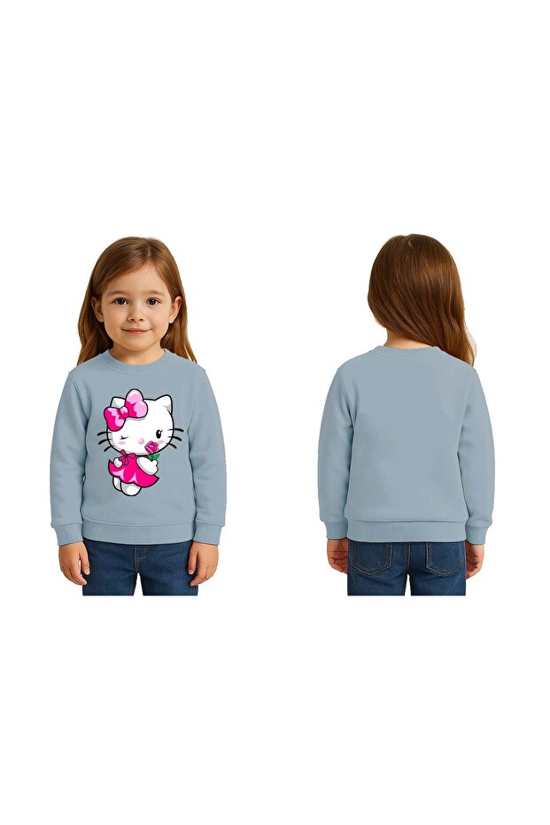 Unisex Hello Kitty Printed Children's Sweatshirt 3 Thread Raised