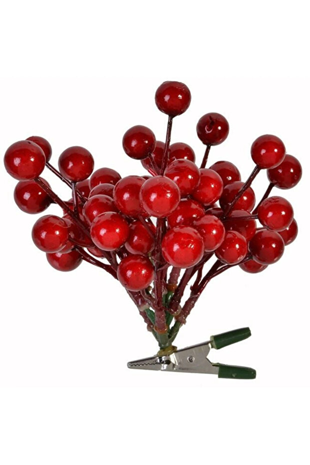 Clip-On Christmas Flower Red Berries 14cm