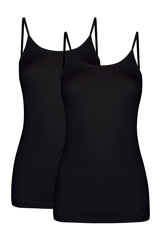 Kadın Basic 2 li Modal Top Atlet Siyah - 1