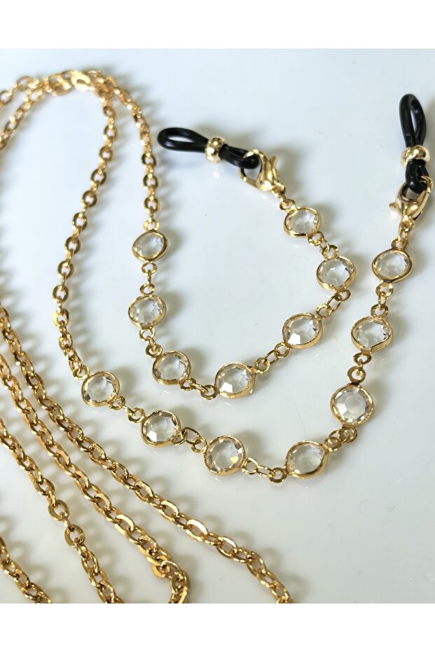 Glasses Chain Gold Color Translucent Crystal Stone Delicate Design –