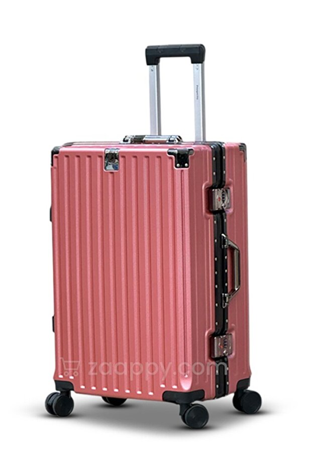 Hard Shell Aluminum Framed 24 Inch (20-25kg) Luggage, USB Charging Port, Bottle Holder