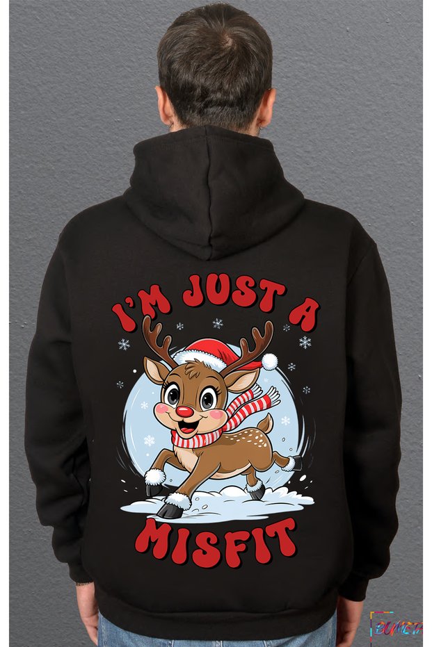 I'M Just a Misfit Christmas Moose Christmas Sweatshirt Unisex Hooded Hoodie