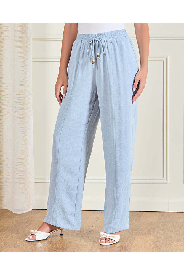 Women Blue Relaxed Wide Leg Trousers