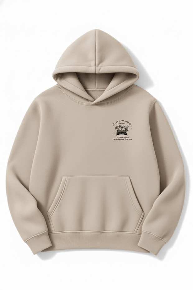Oversized Unisex Typewriter Printed Hooded Sweatshirt