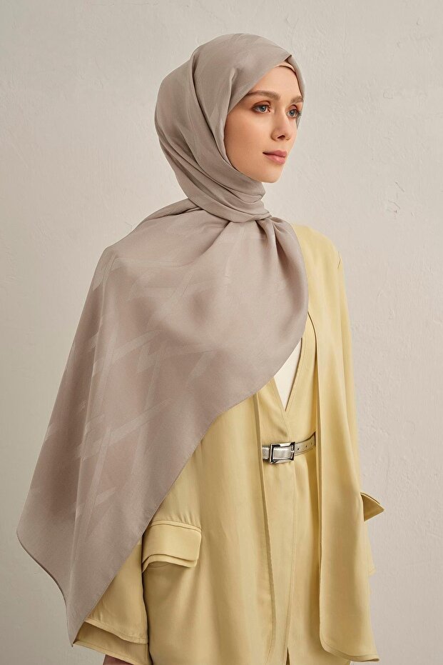 Lyocell Shawl - Zigzag Pattern - Aly1-04 - Milk Coffee