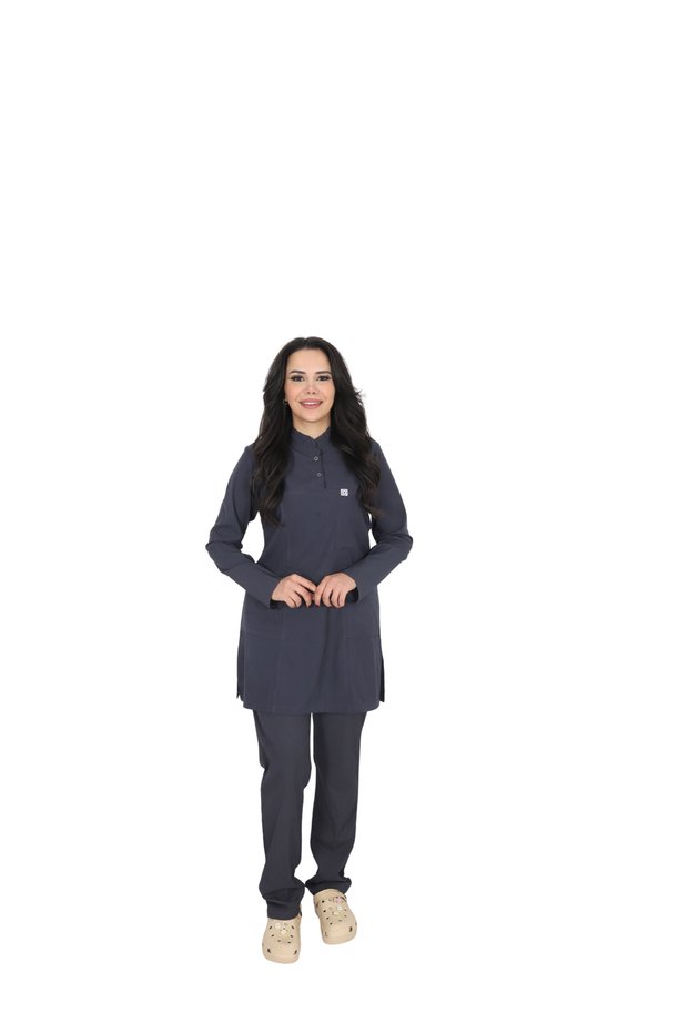 H/025 2 Pcs Judge Collar Uniform Doctor Nurse Student Lycra Fabric Scrubs Set