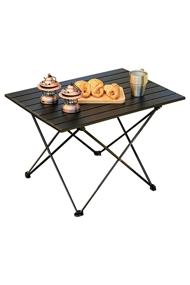 Portable Folding Roll-Up Camping Table 56 x 41 x 40 cm - Black