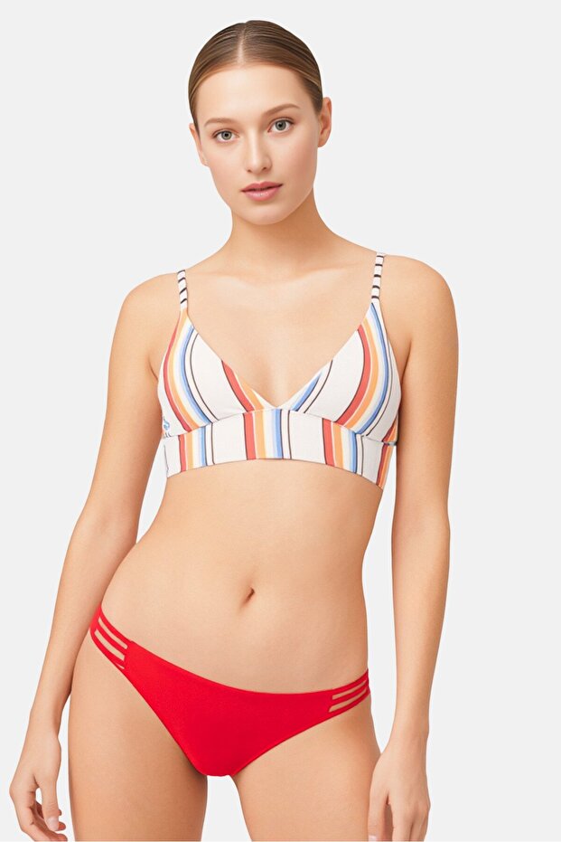 Women Plain Pull On Bikini Bottom, Red
