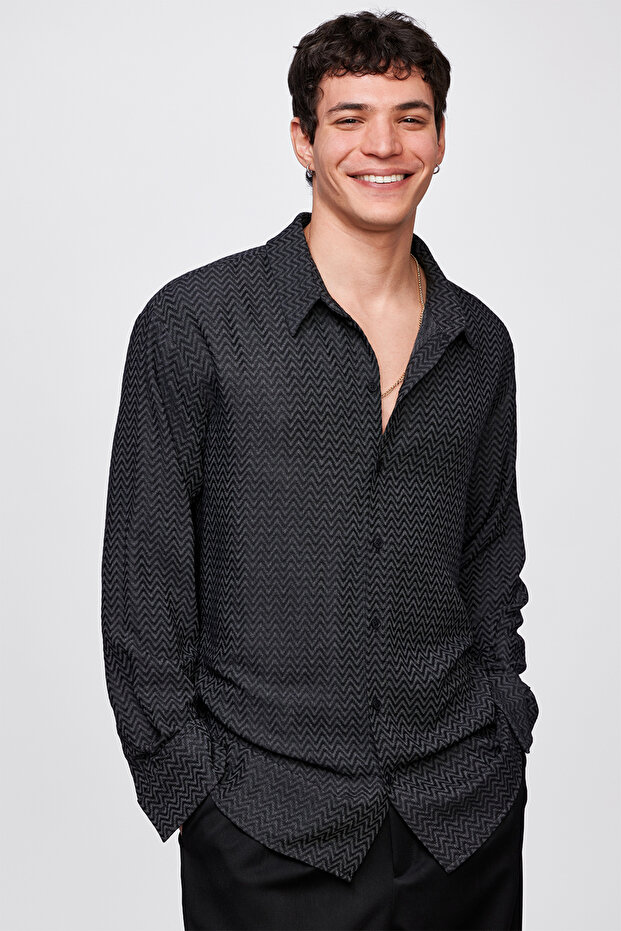 Jakarlı Modal Gömlek - 3